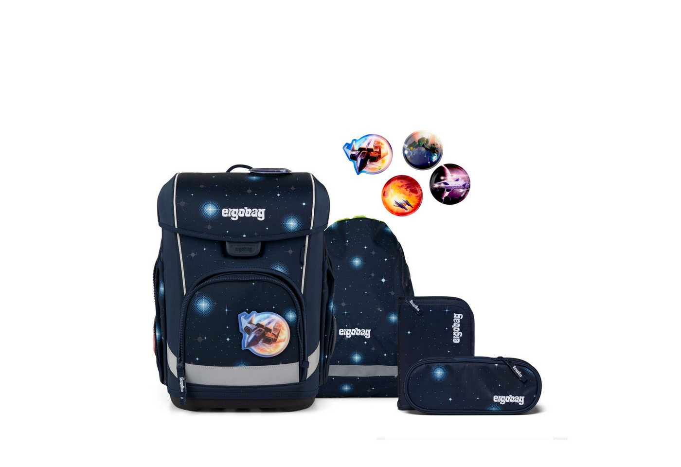 ergobag Schulranzen Schulranzen-Set CUBO LIGHT KoBärnikus 5-teilig, 25/26 (5-teilig), Superleicht, Hugging-Rückensystem, für kleine/schmale Kinder von ergobag