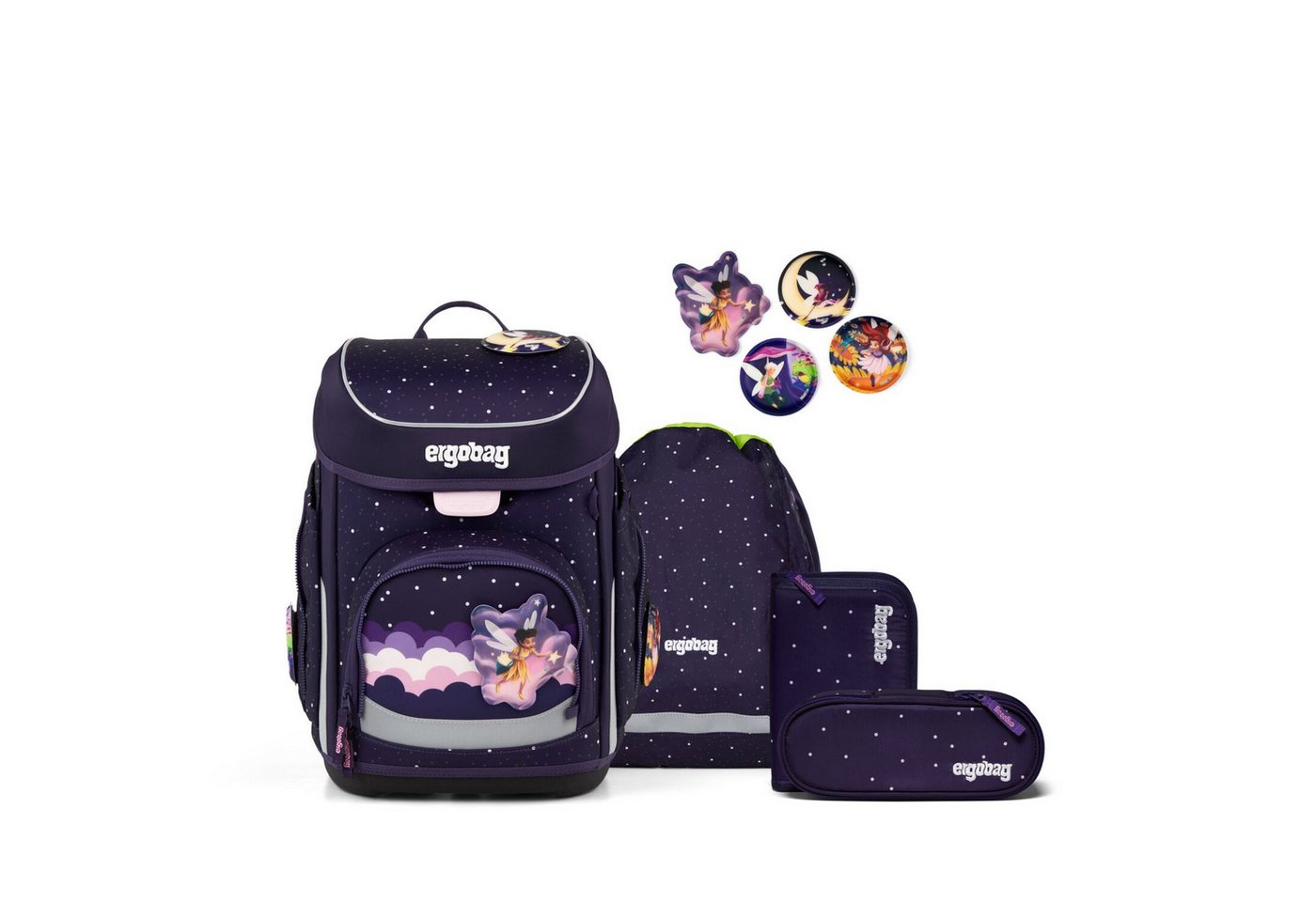 ergobag Schulranzen Schulranzen-Set CUBO SternguckBär 5-teilig, 25/26 (5-teilig), ergonomisch, höhenverstellbar, Your-Size-System, ab 1. Klasse von ergobag