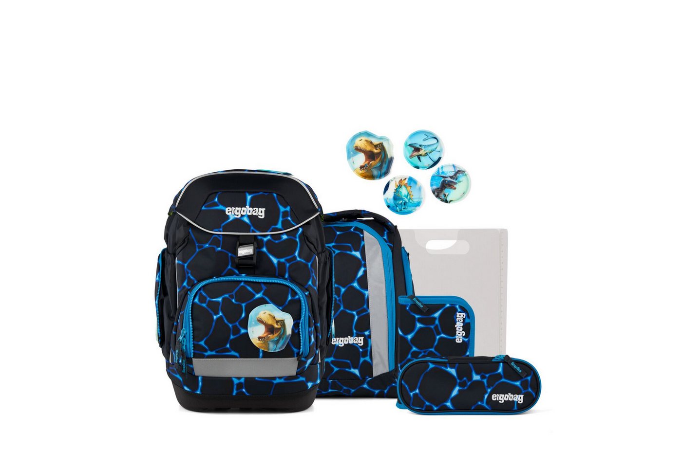 ergobag Schulranzen Schulranzen-Set PACK Bärassic Garden 6-teilig (6-teilig), ergonomisch, höhenverstellbar, Your-Size-System von ergobag