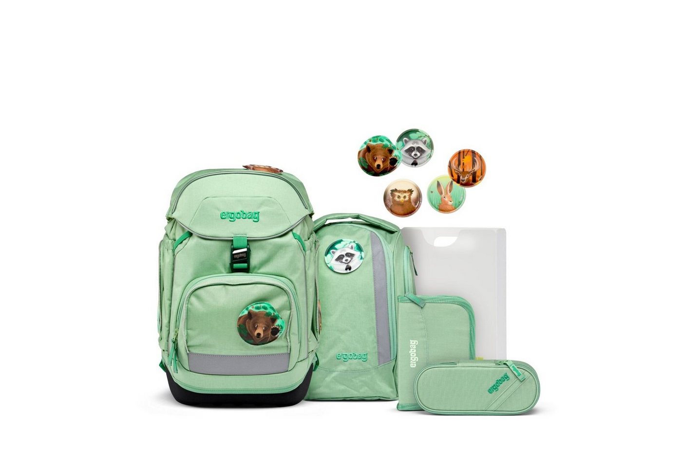 ergobag Schulranzen Schulranzen-Set Pack WaldBärwohner 6-tlg. (6-teilig), ergonomisch, ab 1. Klasse, reflektiert von ergobag