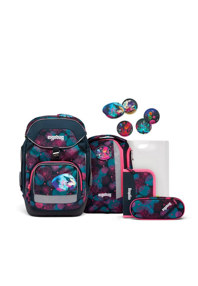 ergobag Schulranzen pack Set (6-tlg., 6-teiliges Set), verstellbarer Brustgurt von ergobag