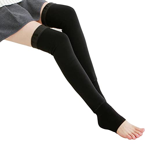 1 Paar 50,8 cm lange gestrickte Beinstulpen Winter Thermo Kniewärmer über dem Knie Oberschenkel hohe Fußlose Socken Kniebandage Stützschutz Lange Stiefel Leggings Strümpfe (schwarz) von ericotry