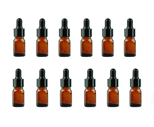 12 Bernsteinfarbene Glasflaschen ätherisches Öl Flaschen Gläser Nachfüllbar Make-up kosmetische Probe Flasche Container mit Glas-Pipetten für ätherische Öl Aromatherapie verwenden (5ml) von ericotry