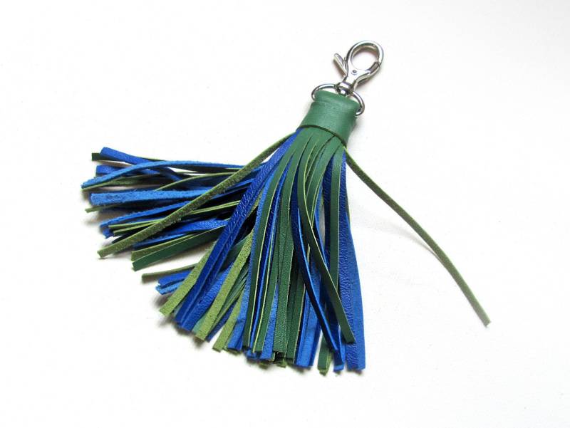 Leder Quaste, Grün Und Blau Quaste Schlüsselanhänger Leder Quaste, Grün Und Blau Quaste Schlüsselanhänger von erikasleather