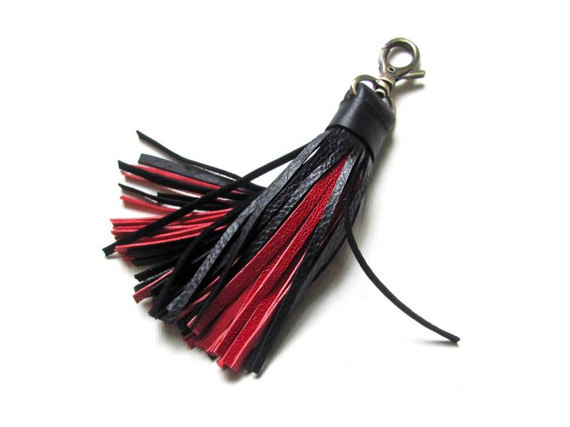 Leder Quaste, Schwarz Und Rot Quaste Schlüsselanhänger Leder Quaste, Schwarz Und Rot Quaste Schlüsselanhänger von erikasleather