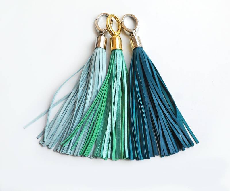 Lederquaste, Helltürkis Oder Dunkeltürkis Lange Quaste, Große Quaste von erikasleather