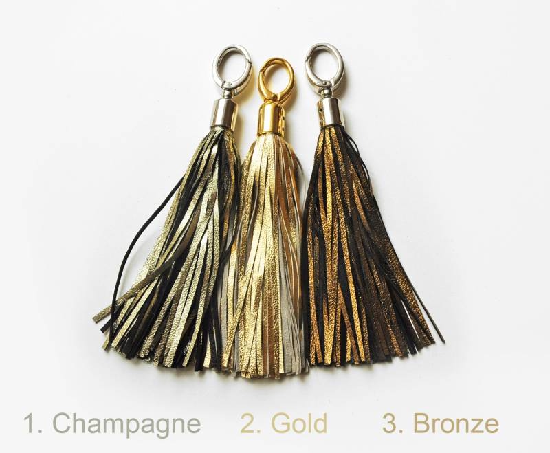 Ledertroddel, Champagner, Gold Oder Bronze Lange Quaste, Große Quaste von erikasleather