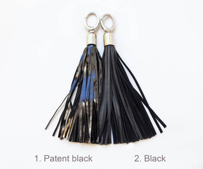 Schwarze Leder Quaste, Große Quaste Schlüsselanhänger Schwarze Leder Quaste, Große Quaste Schlüsselanhänger von erikasleather