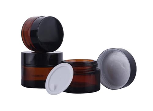 2 100ml braun Glas nachfüllbar Make Up Gläser mit Einlagen und Schraube Schwarz Gap leer Face Cream Lip Balm Container Topf Flasche Jar von erioctry