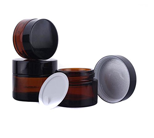 3 PCS braun Glas nachfüllbar Kosmetik Gläser leer Face Cream Lip Balm Container Topf Flasche mit Schwarz Deckel (30 ml) von erioctry