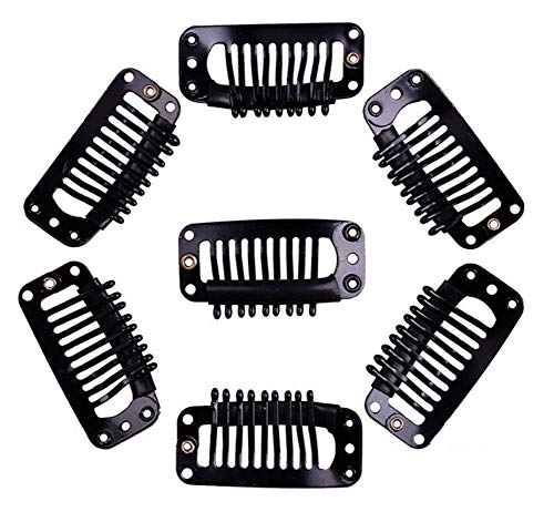 50PCS Women Ladies Girls Black Metal Snap Comb Wig Clips Hairpiece Clips for Hair Extensions von erioctry