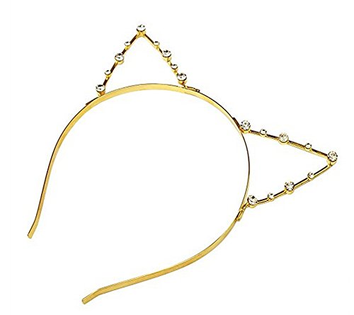 Sweet Fashion Kristall Strass Metall mit Kopfbedeckungen Hair Wrap Katze Ohr Haarband Haar Zubehör für Damen und Mädchen gold von erioctry
