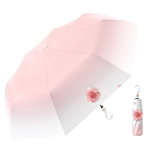 Kleiner Sonnenschutz für Faltender Regenschirm 8*2 Rippen Reise Automatisch auf und zu mit Drucktaste kreativer Ringgriff Freien UV Schutz,Koffer Kompakt Taschenschirm Damen und Kinder von erised's bifrost