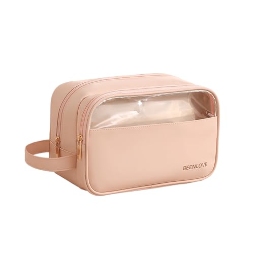 Tragbare Reise wasserdicht Makeup Tasche/Cosmetic Bag mit goldenem Reißverschluss für Frauen und Mädchen/Weit Offen Kosmetik Organizer aus PU-Leder mit seitlichem Griff/Nagellack&Makeup Pinsel von erised's bifrost