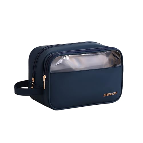 Tragbare Reise wasserdicht Makeup Tasche/Cosmetic Bag mit goldenem Reißverschluss für Frauen und Mädchen/Weit Offen Kosmetik Organizer aus PU-Leder mit seitlichem Griff/Nagellack&Makeup Pinsel von erised's bifrost