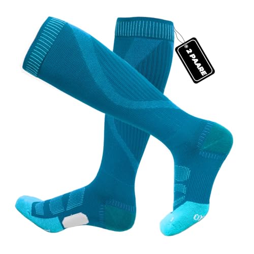 erleecy Kompressionsstrümpfe Damen Herren 2 Paare 20-30 mmHg Merino Wolle Dicke Socken Kompressionssocken Medizinisch für Laufen, Joggen, Sport, Fußball, Wandern von erleecy