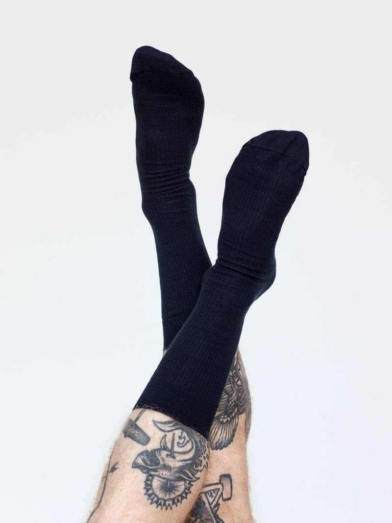 erlich textil Casual Cotton Gerippte Socken im 3er Pack für Unisex aus Baumwolle (aus kontrolliert biologischem Anbau) in dunkelblau von erlich textil