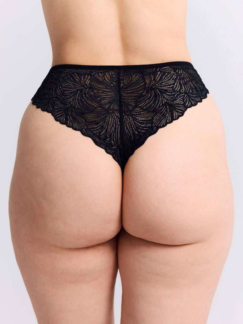 erlich textil Fluid Lace High Waist Brazil String für Frauen aus Polyamid (recycelt) in schwarz von erlich textil
