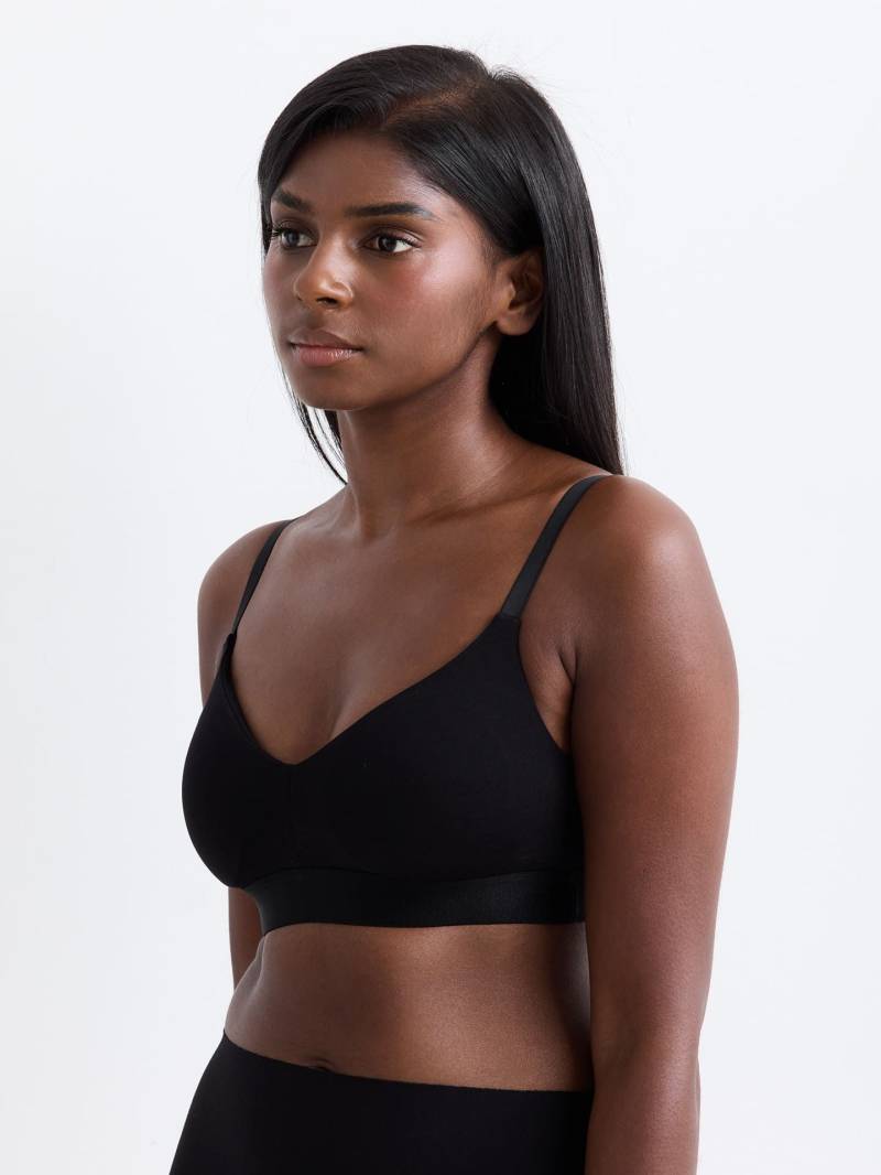 erlich textil Casual Cotton Bralette mit herausnehmbaren Pads für Frauen aus Baumwolle (aus kontrolliert biologischem Anbau) in schwarz von erlich textil