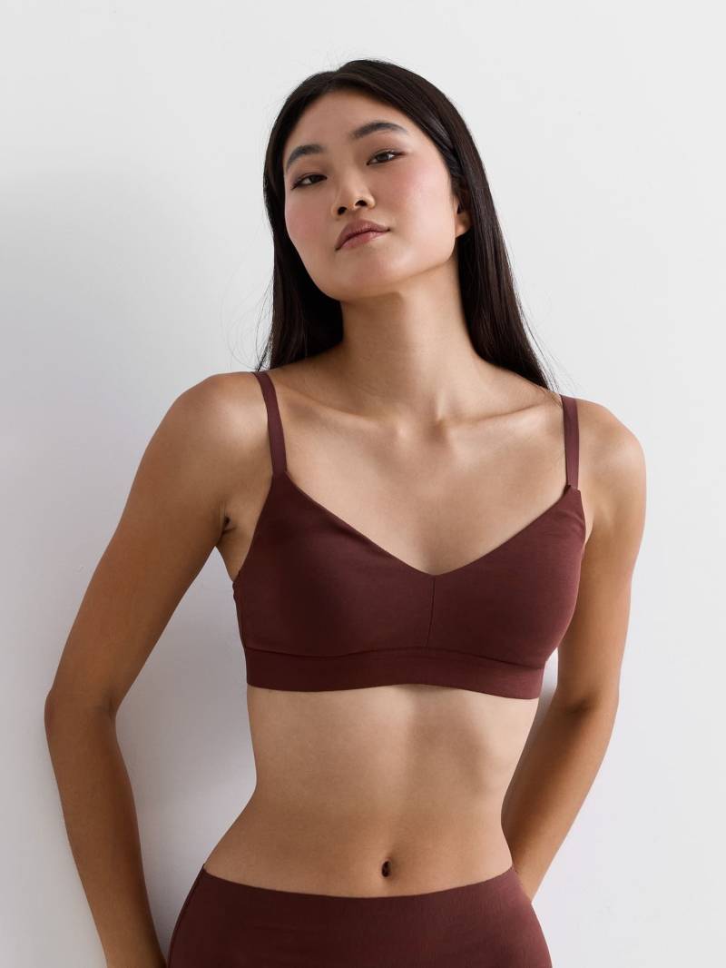 erlich textil Casual Cotton Bralette mit herausnehmbaren Pads für Frauen aus Baumwolle (aus kontrolliert biologischem Anbau) in umbra von erlich textil