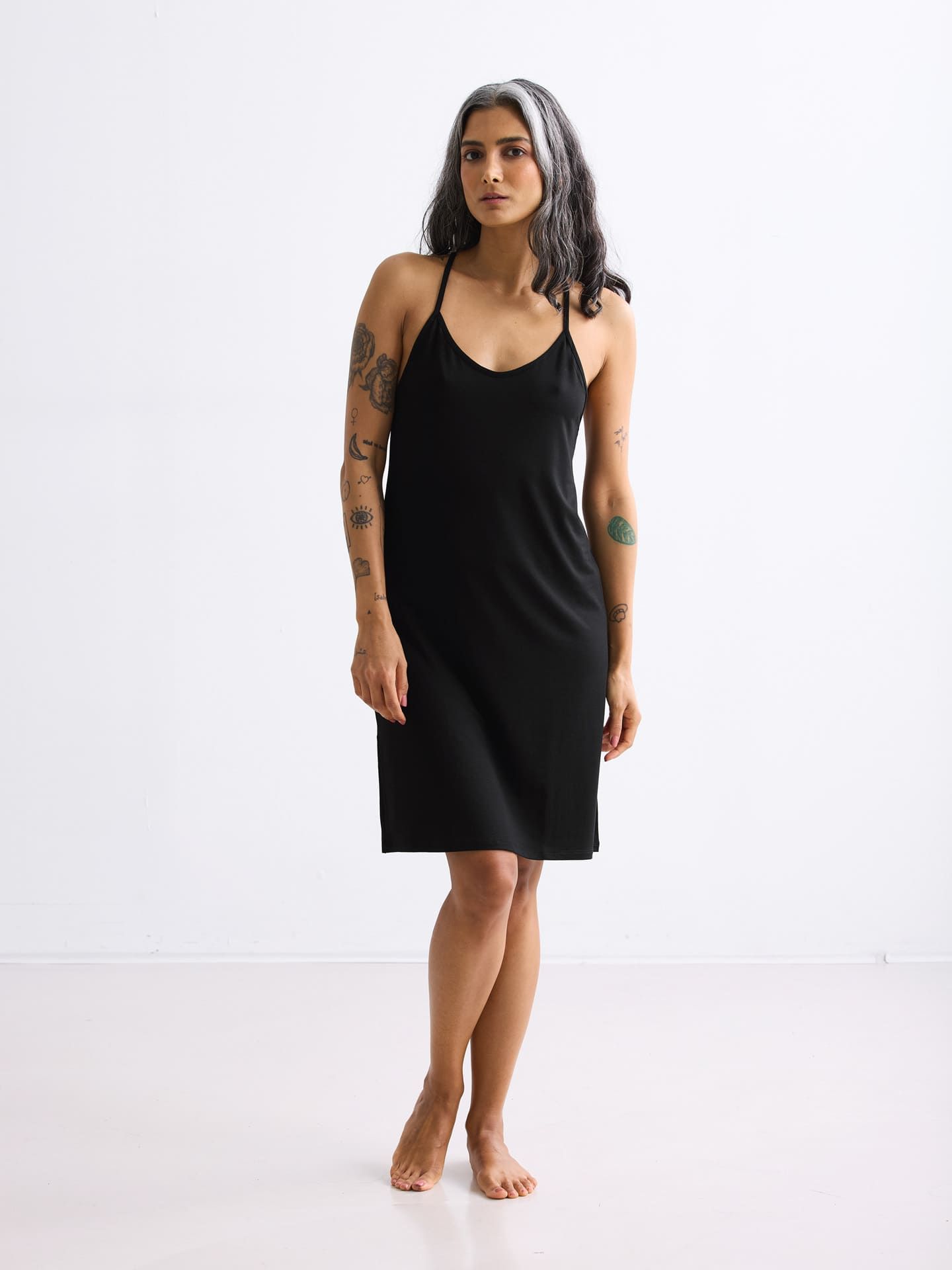 erlich textil Light Touch Trägernachthemd für Frauen aus TENCEL™ Lyocell in schwarz von erlich textil