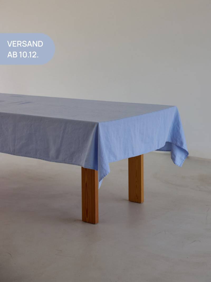 erlich textil onomao x erlich textil Tischdecke für Unisex aus Leinen + Baumwolle (aus kontrolliert biologischem Anbau)  in zartblau von erlich textil