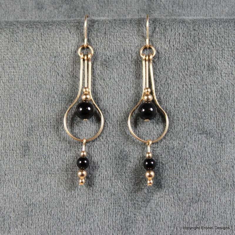 Schwarzer Onyx Ohrringe, Handgemachter Schmuck von eronel