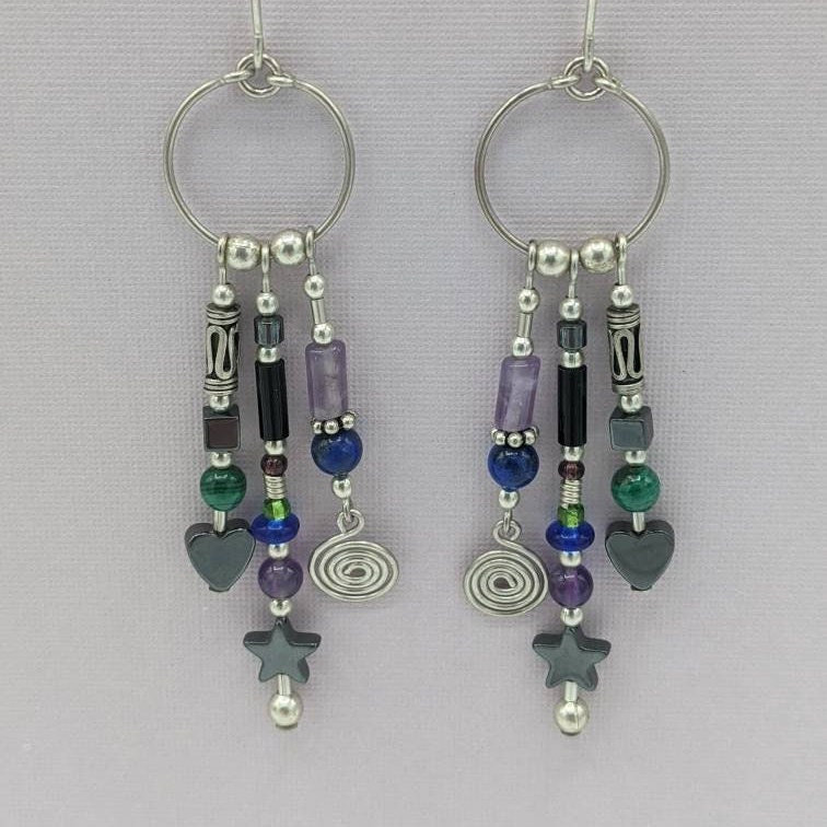 sterling Silber Crazy Creolen, Edelstein Perlen Ohrringe, Funky Boho Creolen von eronel