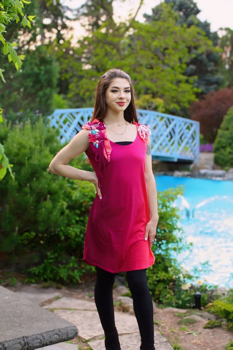 Feen Kleid Mit 3D Rosen, Boho Fuchsia Ombre | Hand-Perlen Pixie Festival Tragbare Kunst Feen Kleid Mit 3D Rosen, Boho Fuchsia Ombre | Hand-Perlen Pixie Festival Tragbare Kunst von EcosDIY