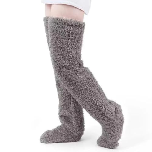 Damen Kniestrümpfe Plüsch Overknee Socken Flauschig Damen Strümpfe Stulpen Teddy lange Beinwärmer Winter Warme Schlafsocken - Frauen Schlafen Zuhause Wintersocken Weihnachten Gift für Damen Mädchen von errcom