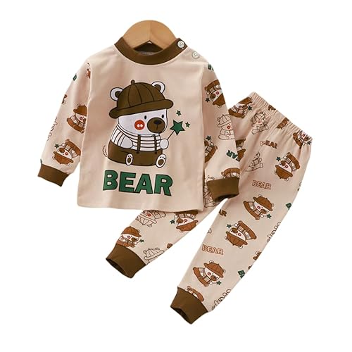 Jungen Schlafanzug Langarm Herbst Winter Kinder Nachtwäsche Zweiteiliger Baumwolle Schlafanzug Dinosaurier Giraffe Shark Tiger Bagger Rakete 1-7 Jahre von errcom