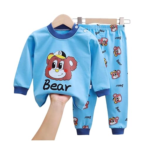 Jungen Schlafanzug Langarm Herbst Winter Kinder Nachtwäsche Zweiteiliger Baumwolle Schlafanzug Dinosaurier Giraffe Shark Tiger Bagger Rakete 1-7 Jahre von errcom