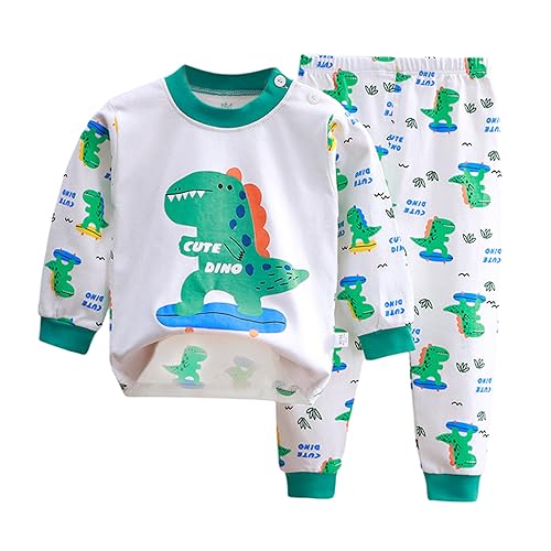Jungen Schlafanzug Langarm Herbst Winter Kinder Nachtwäsche Zweiteiliger Baumwolle Schlafanzug Dinosaurier Giraffe Shark Tiger Bagger Rakete 1-7 Jahre von errcom