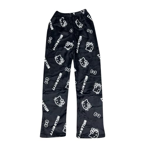 Schlafanzug Damen Hosen Lang Flanell Pyjama Hose Damen Schlafhose Weich Kawaii Pyjamas Anime Bequeme Winter Schlafanzughose von errcom