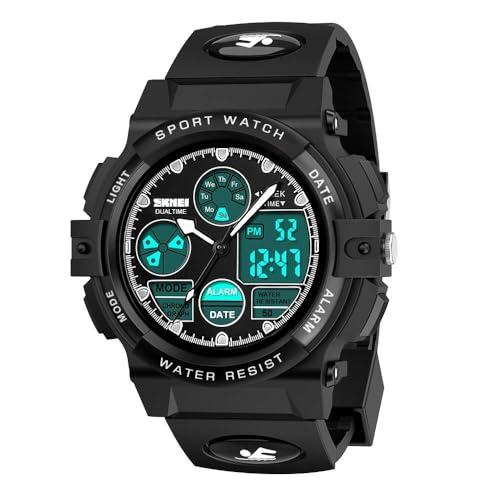 errcom Kinderuhr Jungen Mädchen Digitaluhren, Kinder Sport 5 ATM wasserdicht Digital Uhren mit Alarm/Timer/EL Licht, Blau Kinderuhren Outdoor Armbanduhr für Jugendliche Jungen Mädchen von errcom