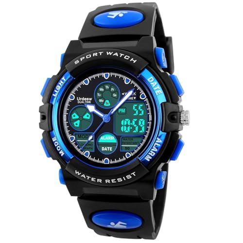 errcom Kinderuhr Jungen Mädchen Digitaluhren, Kinder Sport 5 ATM wasserdicht Digital Uhren mit Alarm/Timer/EL Licht, Blau Kinderuhren Outdoor Armbanduhr für Jugendliche Jungen Mädchen von errcom
