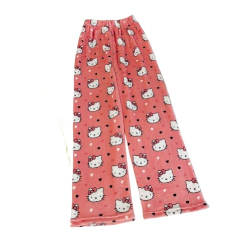 errcom Schlafanzug Damen Hosen Lang Flanell Pyjama Hose Damen Schlafhose Weich Kawaii Pyjamas Anime Bequeme Winter Schlafanzughose von errcom