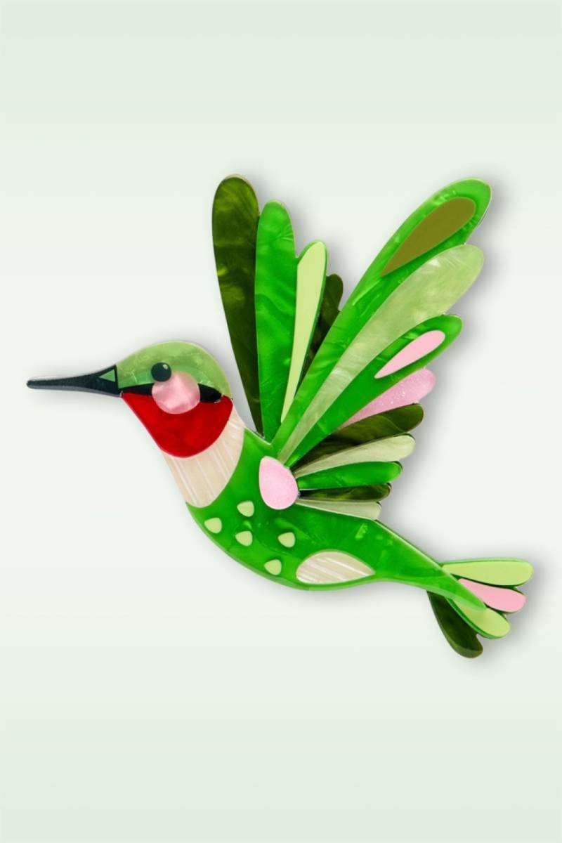 The Riveting Ruby-Throathed Hummingbird Brosche von erstwilder