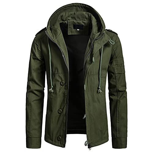 erthome1 Jacke Herren Übergangsjacke Winterjacke Softshell Männer Lang Slim Fit Herbstjacke Bomberjacke Stehkragen Winterparka Herbst Winter Cargo Große Größen Jacke mit Kapuze von erthome1