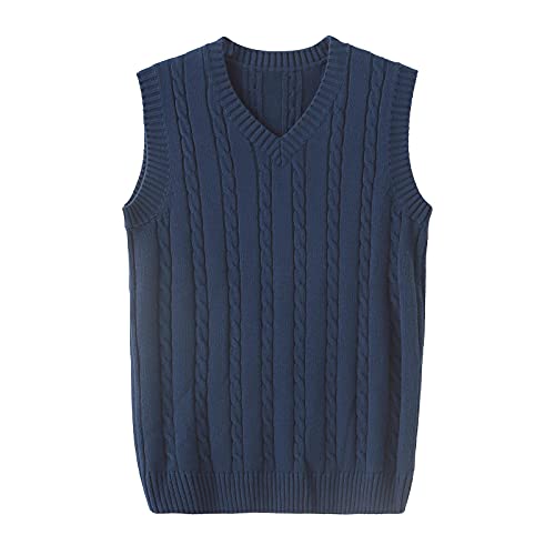 erthome1 Strick Pullunder Schwarz Herren Ärmellos V-Ausschnitt Weste Strickweste Einfarbig Oversized Wolle Strickwaren Pullover Strickjacken Tanktops Feinstrick für Frühling Herbst Winter von erthome1