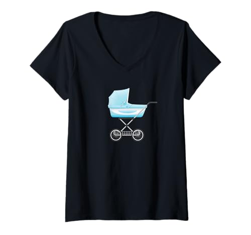 Damen Blauer Babywagen T-Shirt mit V-Ausschnitt Damen Blauer Babywagen T-Shirt mit V-Ausschnitt von es designs