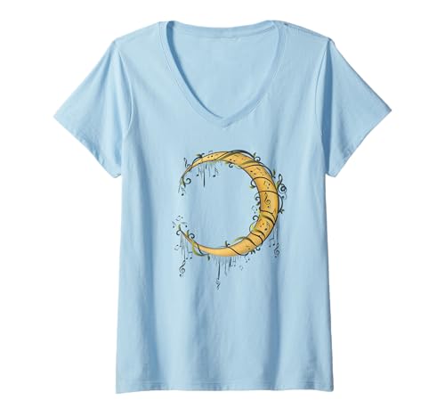 Damen Boho Musical Crescent Moon T-Shirt mit V-Ausschnitt Damen Boho Musical Crescent Moon T-Shirt mit V-Ausschnitt von es designs
