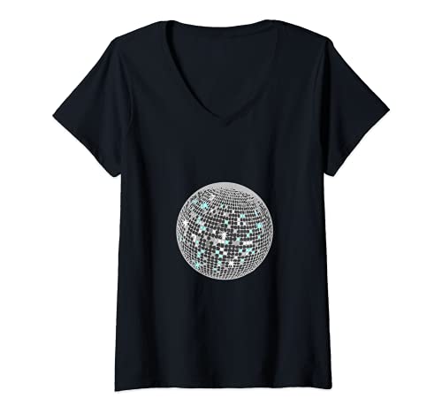 Damen Discokugel T-Shirt mit V-Ausschnitt von es designs