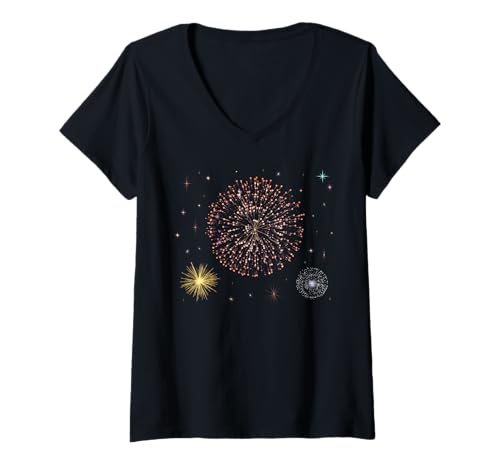 Damen Feuerwerk-Display T-Shirt mit V-Ausschnitt Damen Feuerwerk-Display T-Shirt mit V-Ausschnitt von es designs