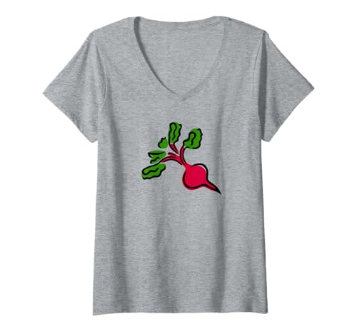 Damen Rüben-Rote-Bete-Gemüse T-Shirt mit V-Ausschnitt Damen Rüben-Rote-Bete-Gemüse T-Shirt mit V-Ausschnitt von es designs