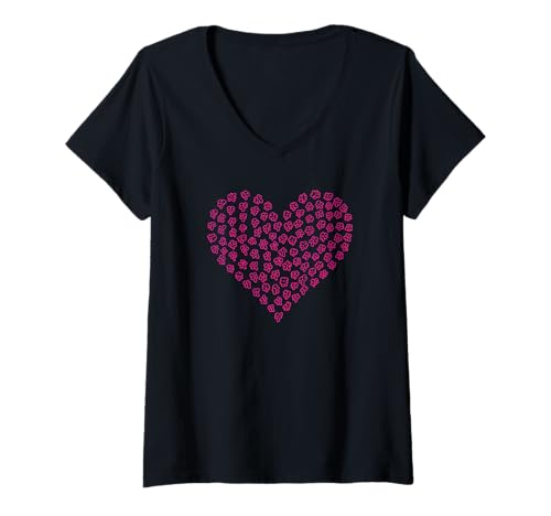 Damen Süßes Herz aus rosa Blumen T-Shirt mit V-Ausschnitt Damen Süßes Herz aus rosa Blumen T-Shirt mit V-Ausschnitt von es designs