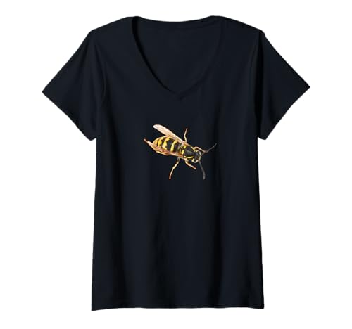 Damen Yellowjacket Wasp - Fliegendes Insekt T-Shirt mit V-Ausschnitt von es designs