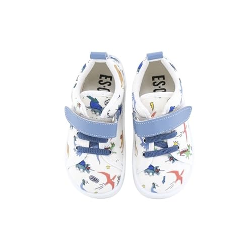 escoolers Umweltfreundliche Canvas-Schuhe für Jungen und Mädchen mit lustigen Designs – hergestellt in Spanien., Weiß, Blau, Dinosaurier, 26 EU von escoolers