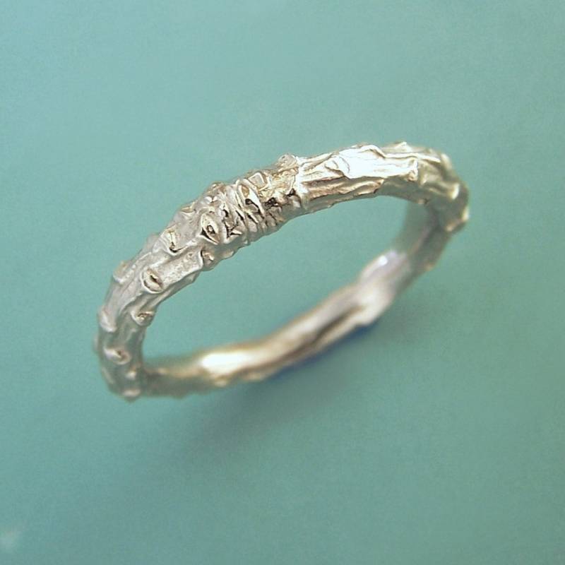 14K Weißgold Zweig Ehering Recyceltes Palladiumband von esdesigns