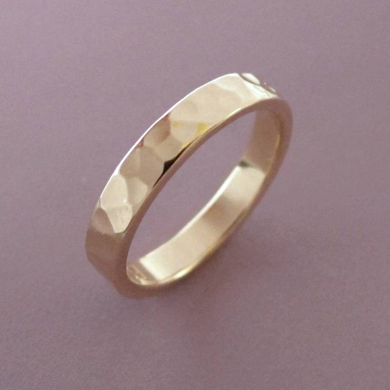 Gehämmerter Ehering Aus 14K Recyclinggold, 3 Mm | Größe 10.25 von esdesigns